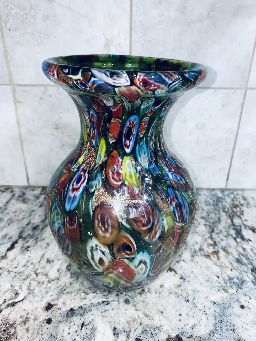 Murano Art Glass Frateli Toso Millefiori Vase Gorgeous Vintage Rare 8” Tall Nice